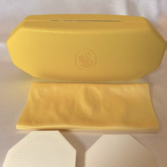 Swarovski Sunglasses Case,Yellow Hard Leather Clamshell, Yellow Cloth, Auth Card main image 7